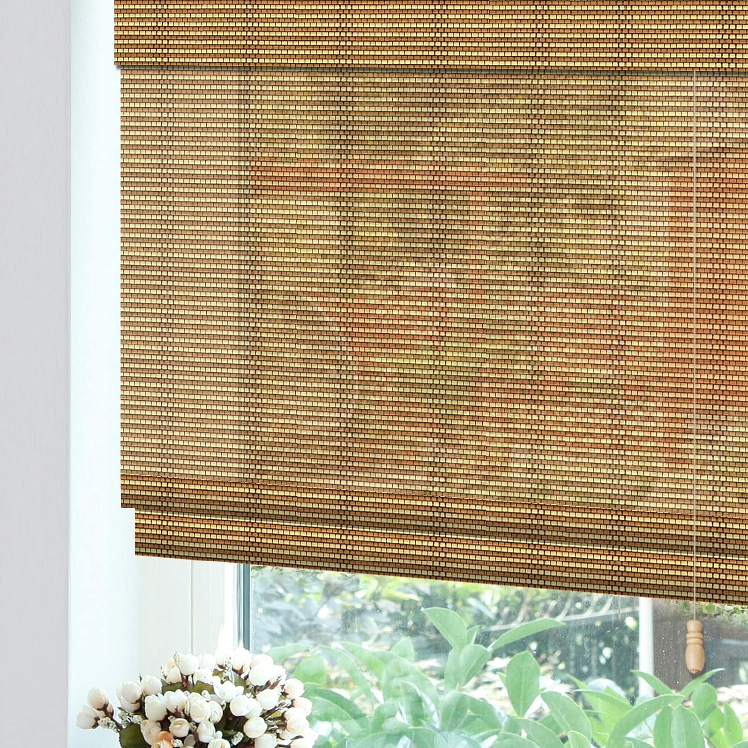 LETAU Bamboo Window Roman Shades, Top Down Bottom Up Wood Light Filtering Bamboo Window Shades, Pattern 2