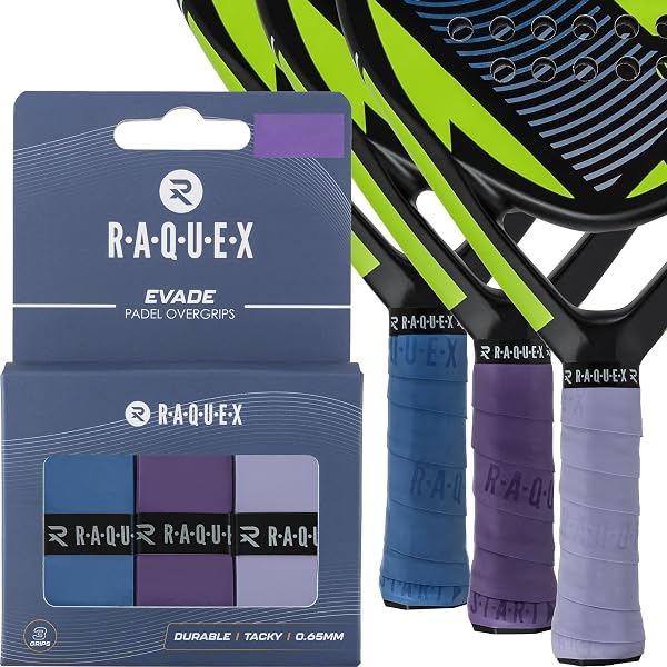 Raquex Nastro overgrip per Racchette da Padel Evade, 10 Colori, 3 Nastri overgrip per Palline, Spessore 0,65 mm, Assorbente, Leggermente appiccicoso e Antiscivolo per Racchette da Padel o Pickleball - 1