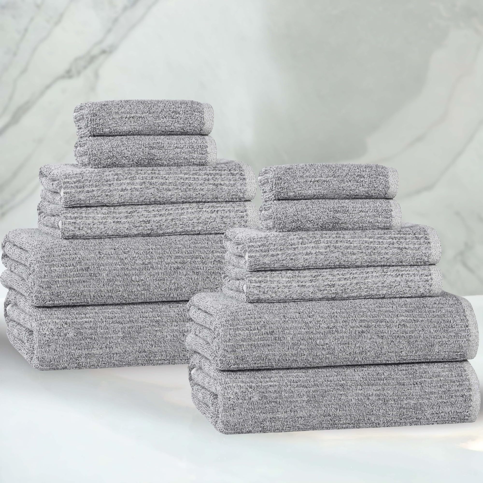 Toallas de mezcla de algodón Superior Destin para spa y baño de invitados, set de 12