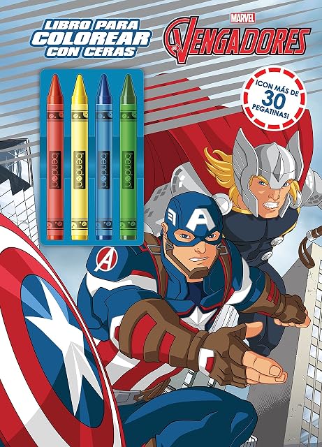 Portada de Los Vengadores. Libro para colorear con ceras