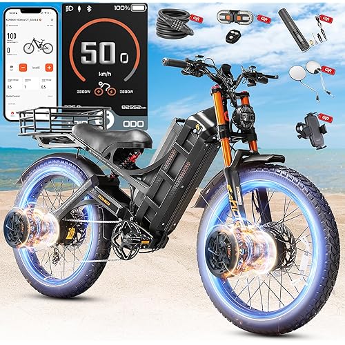 eAhora Romeo Pro 2/3 34-50Mph Electric Bike for Adults, 1600/2500/4000/5600W Dual Motor Ebike 48-60V 60-80Ah Battery 100-235 Mile Long Range, 26*4.0"/20*4.5" Fat Tire, Full Suspension, All Terrain