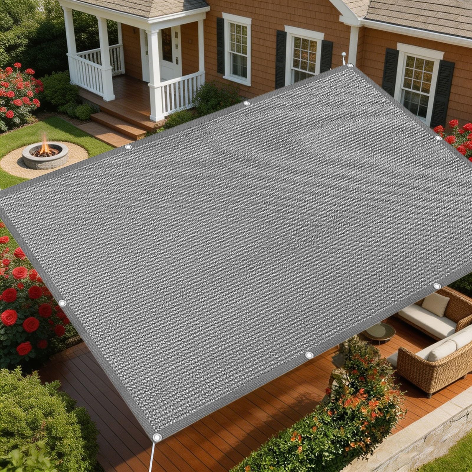 Voile d'ombrage rectangulaire 250 x 540 cm gris pour terrasse et jardin