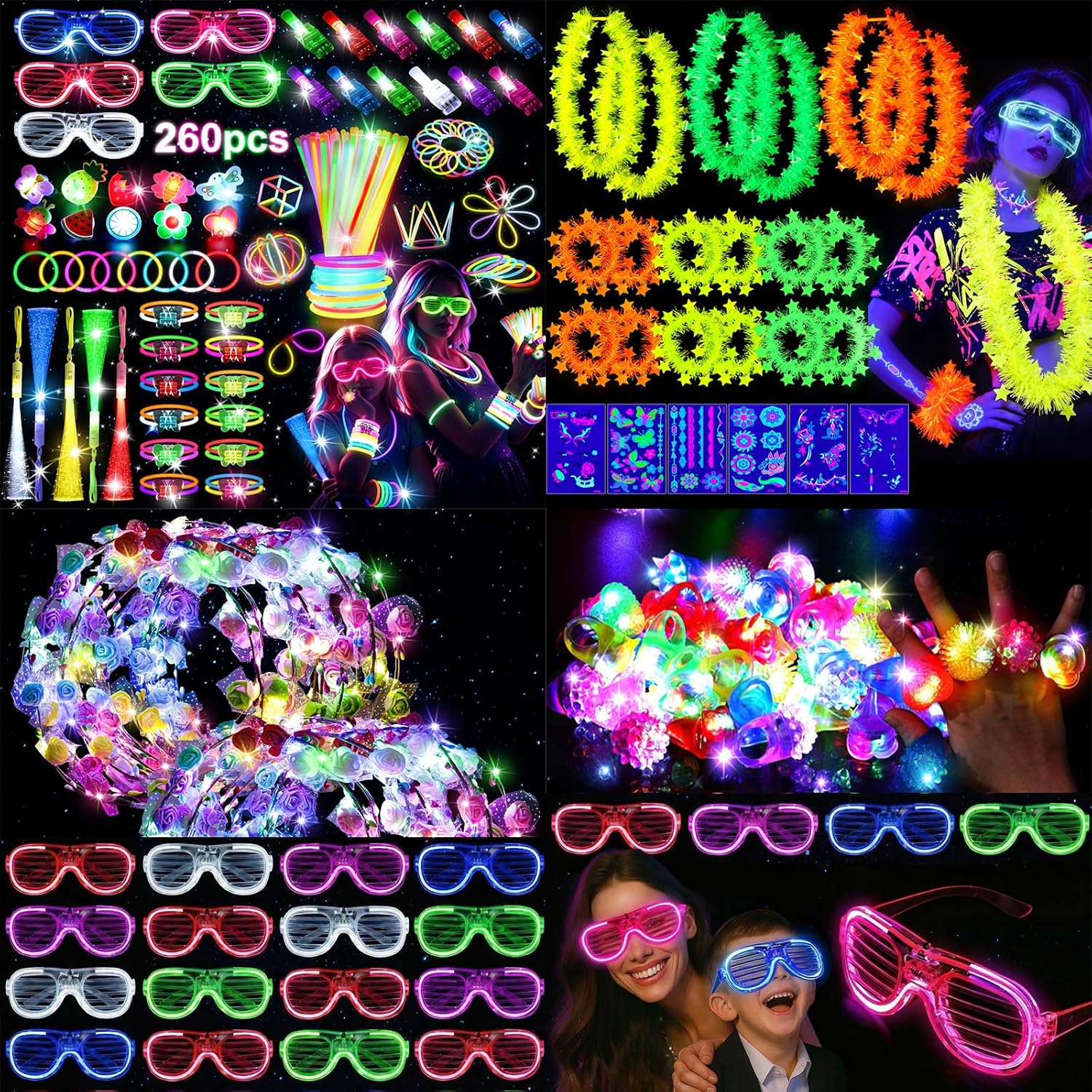 LovesTown 412-Piece Neon and Glow Party Favor Bundle with LED Accessories