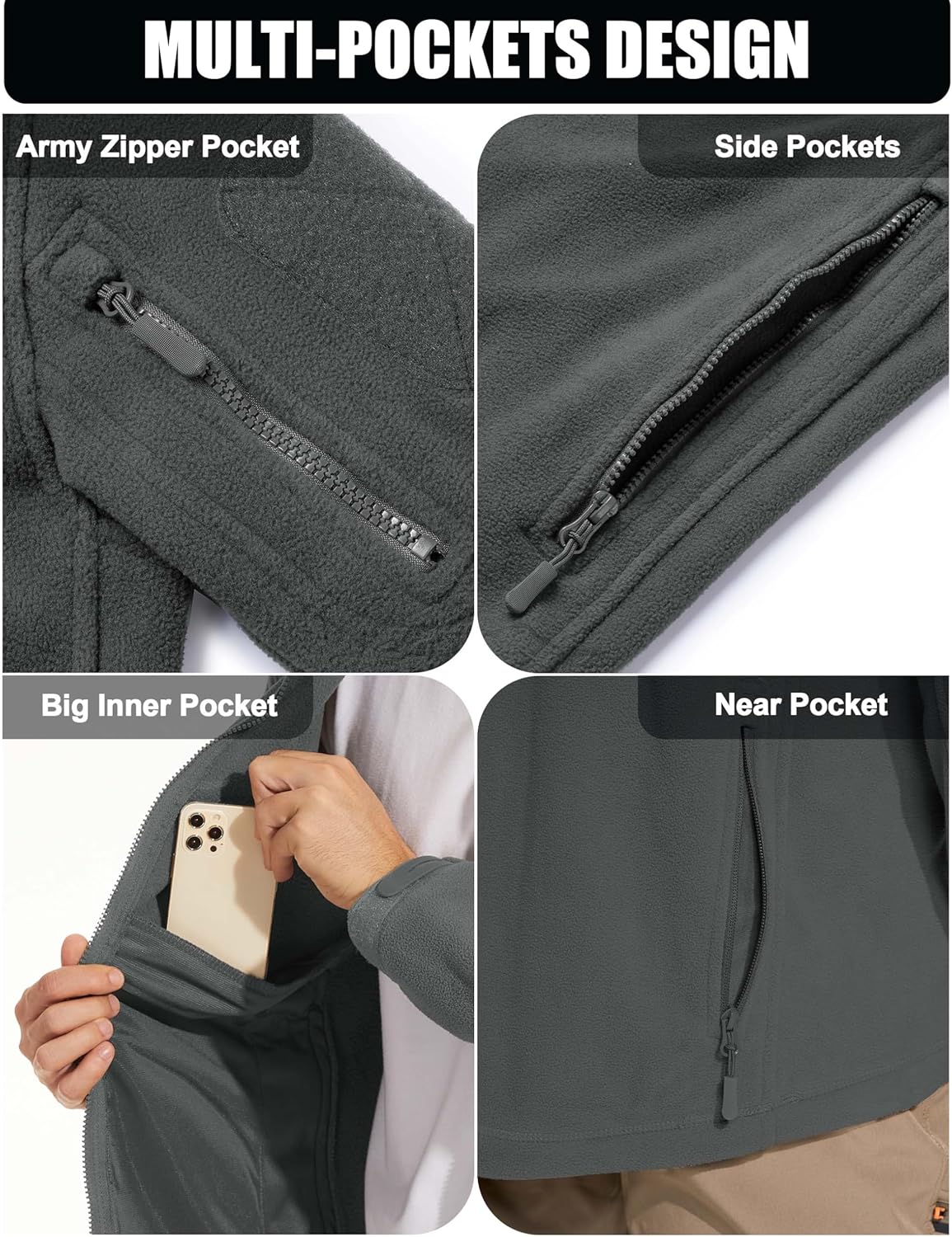 CRYSULLY Men's Military Tactical Sport Warm Fleece Hooded Outdoor Adventure Jacket Coats - Image 6