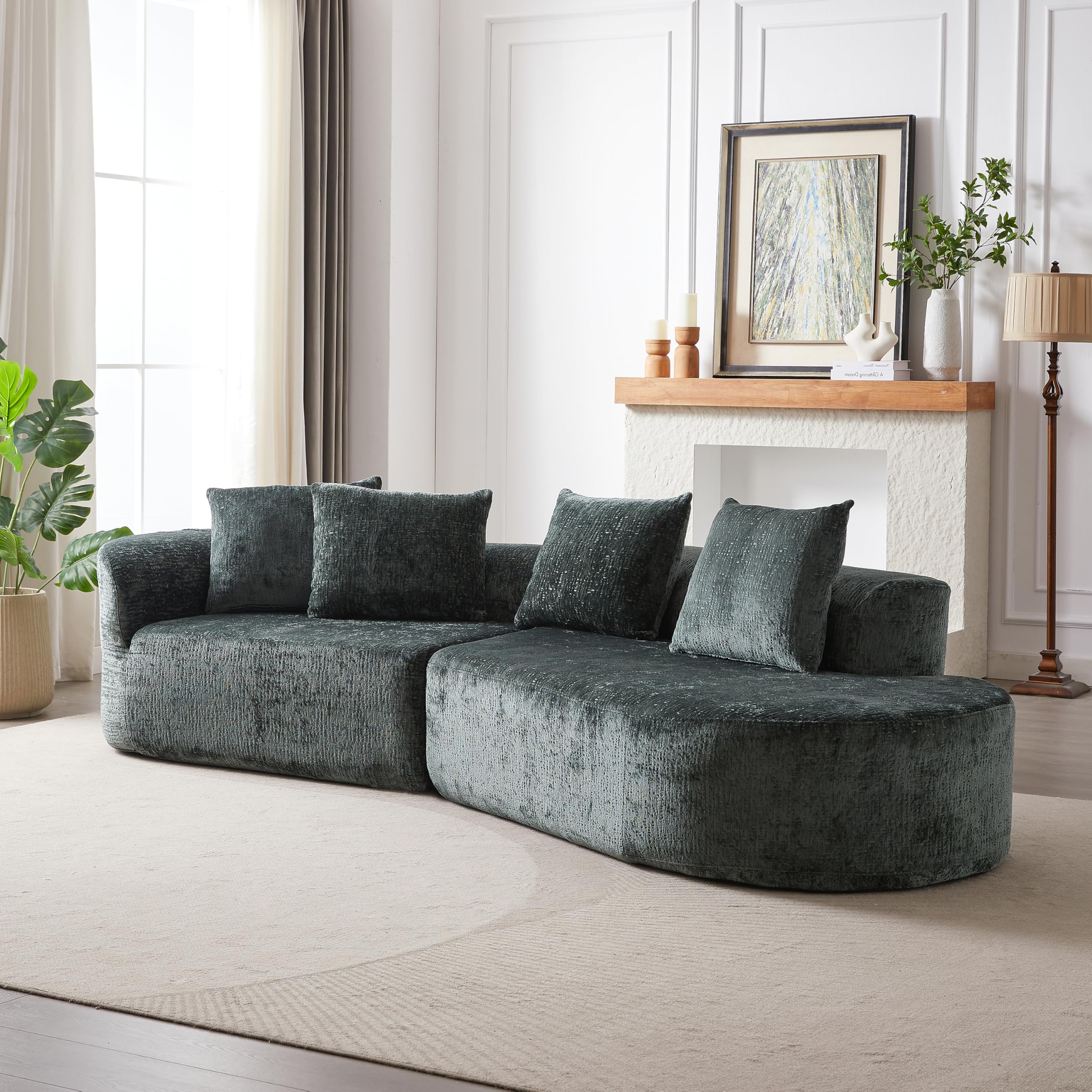 USJ - Kiki Amazon.com: KEIKI 114 inch Curved Sectional Sofa, 4 Seater
