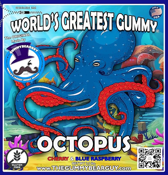 The Gummy Bear Guy | Gummy Octopus - Cherry with Blue Raspberry