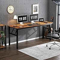 Vista 7 de Need Large Computer Desk, 62 inches Long Office Desk, No Install Needed Folding Table Writing Table Workstation for Small Space, Rustic Brown