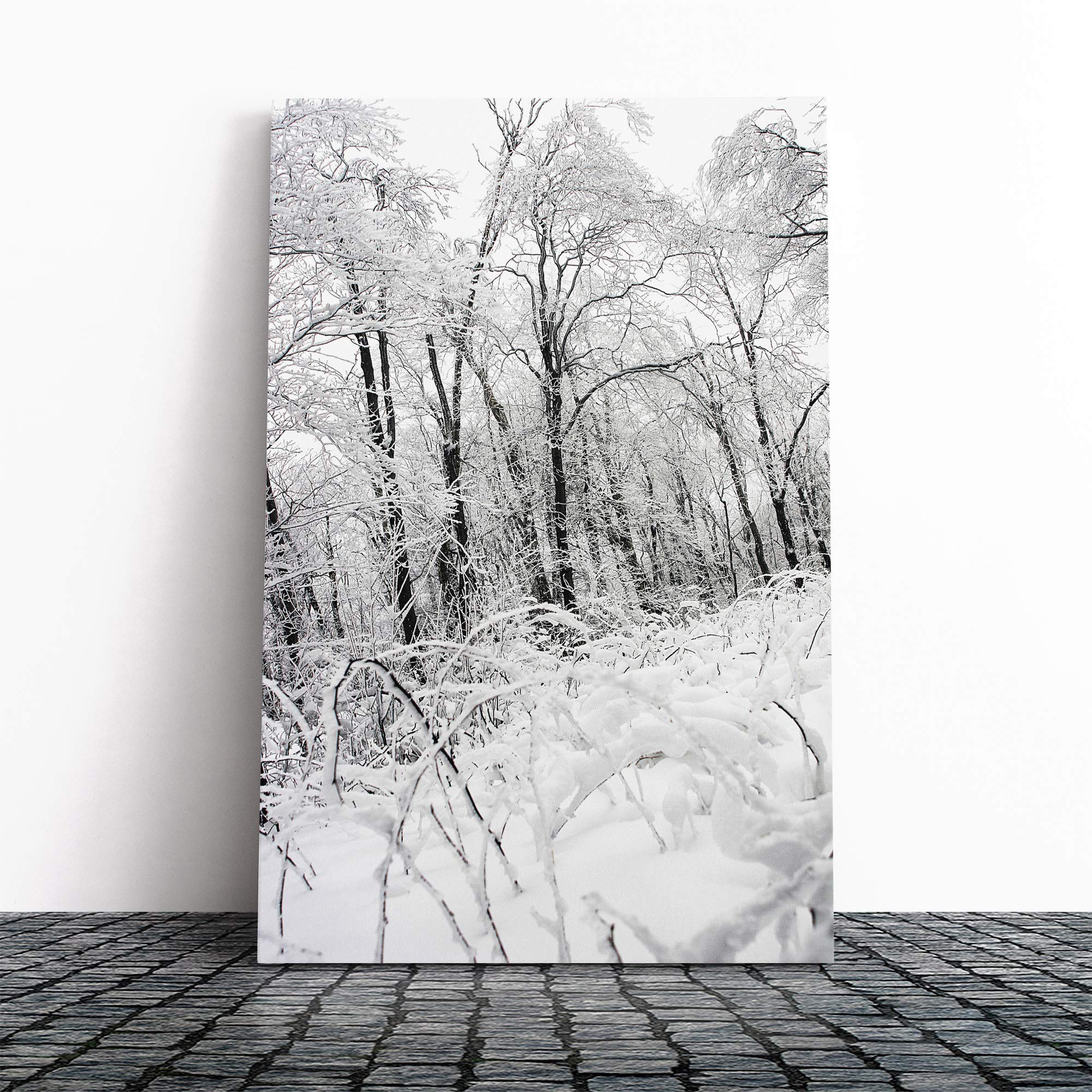 Winter Forest Woodland Landscape Canvas Print | Gallery Wrapped 30mm Frame Wall Art | 20x14 inches | Ready to Hang | Modern Landscape Picture | Living Room Bedroom Lounge Office