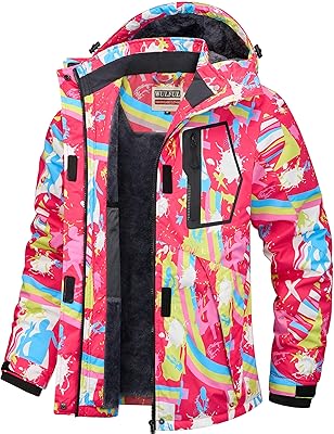 WULFUL Women's Waterproof Ski Jacket Warm Winter Coats Windproof Winter Jackets for Women Fleece Lined Windbreaker with Hood
