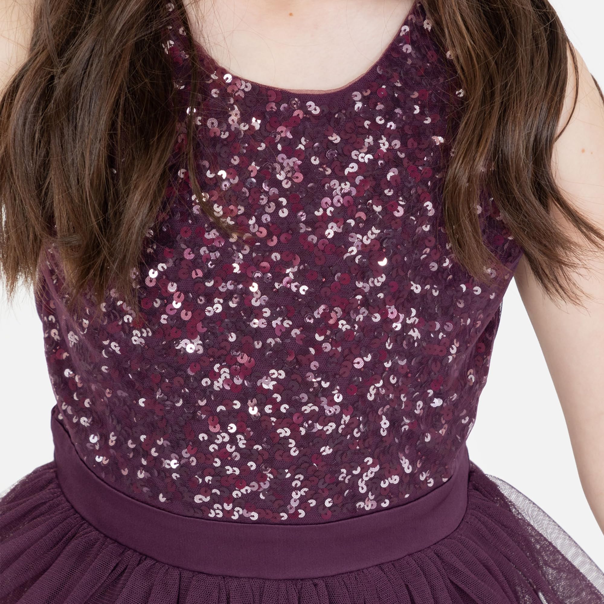 Maya Deluxe Abito Midi Paillettes Impreziosito Partito Tutu Damigelle d'Onore Matrimonio con Fiocco Cintura Vestito Bambine e Ragazze