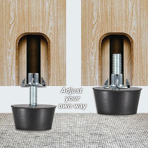 Miniatura 5 de NEWBYTEK Niveladores de patas de muebles de rosca M6, 8 tornillos ajustables para patas de nivelación en muebles roscados, pies de protección de