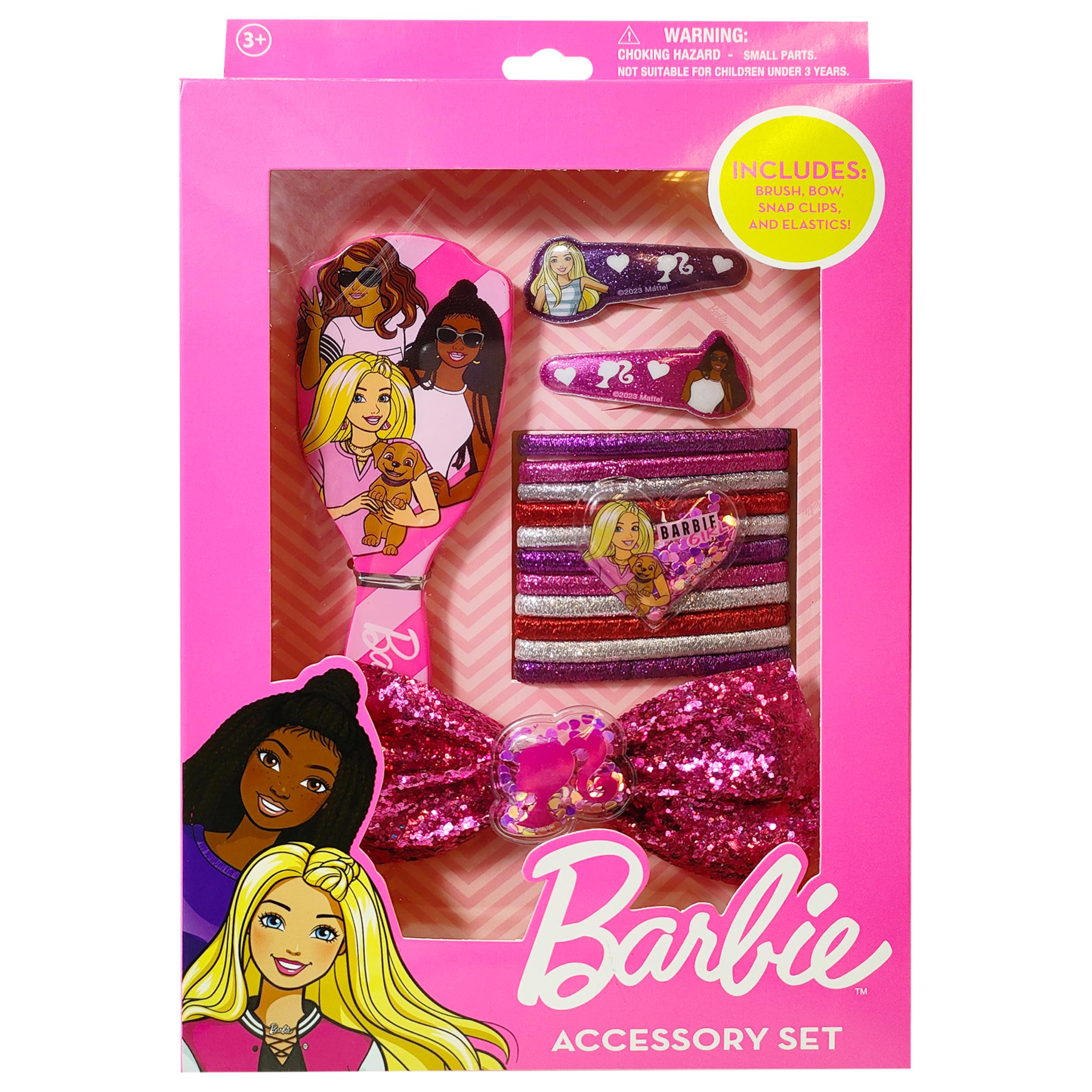 Barbie Accessories Hair Gift Box With Mini Brush, Bow, PVC Snaps, and  Lurex Elastics (Ages 3+)