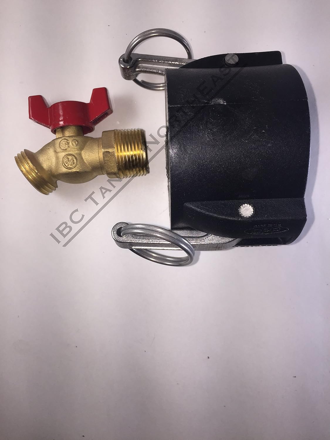 UKC 275/330 IBC Tote Drain Adapter 2" Cam-Lock x 1/4 TurnGarden Hose Faucet Valve