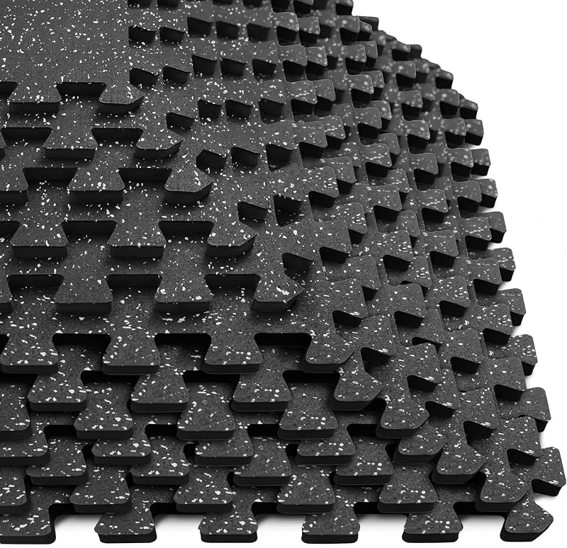 Pisos de goma para gimnasio en casa, baldosas de 0,56" de espesor para pisos de gimnasio, tapetes de espuma EVA con tapa de goma, tapete protector para pisos