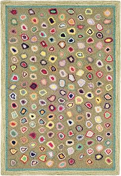 Dash and Albert Cat's Paw Wool Area Rug - 2' x 3' Sage Geometric Hand Micro Hooked Accent Rug - Durable, High Traffic Areas Living Room, Hallway, Stairs
