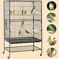 Vista 9 de Jaula para pájaros Yaheetech de 132 cm de pie, jaula grande de acero forjado para loros, jaula de vuelo para cacatúas grises africanas, cuáqueros