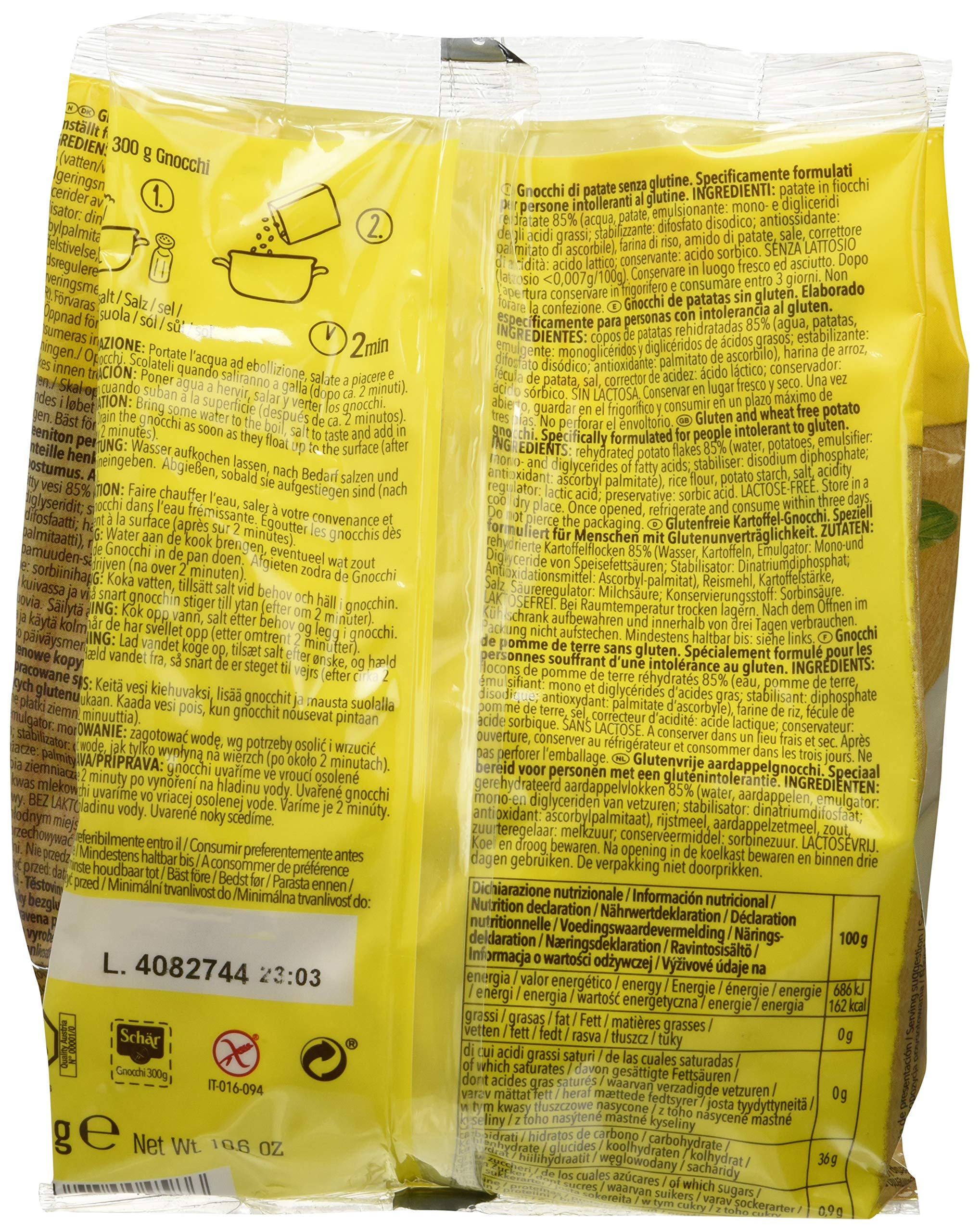 Gnocchi di Patate senza Glutine 300 G confezione da 6