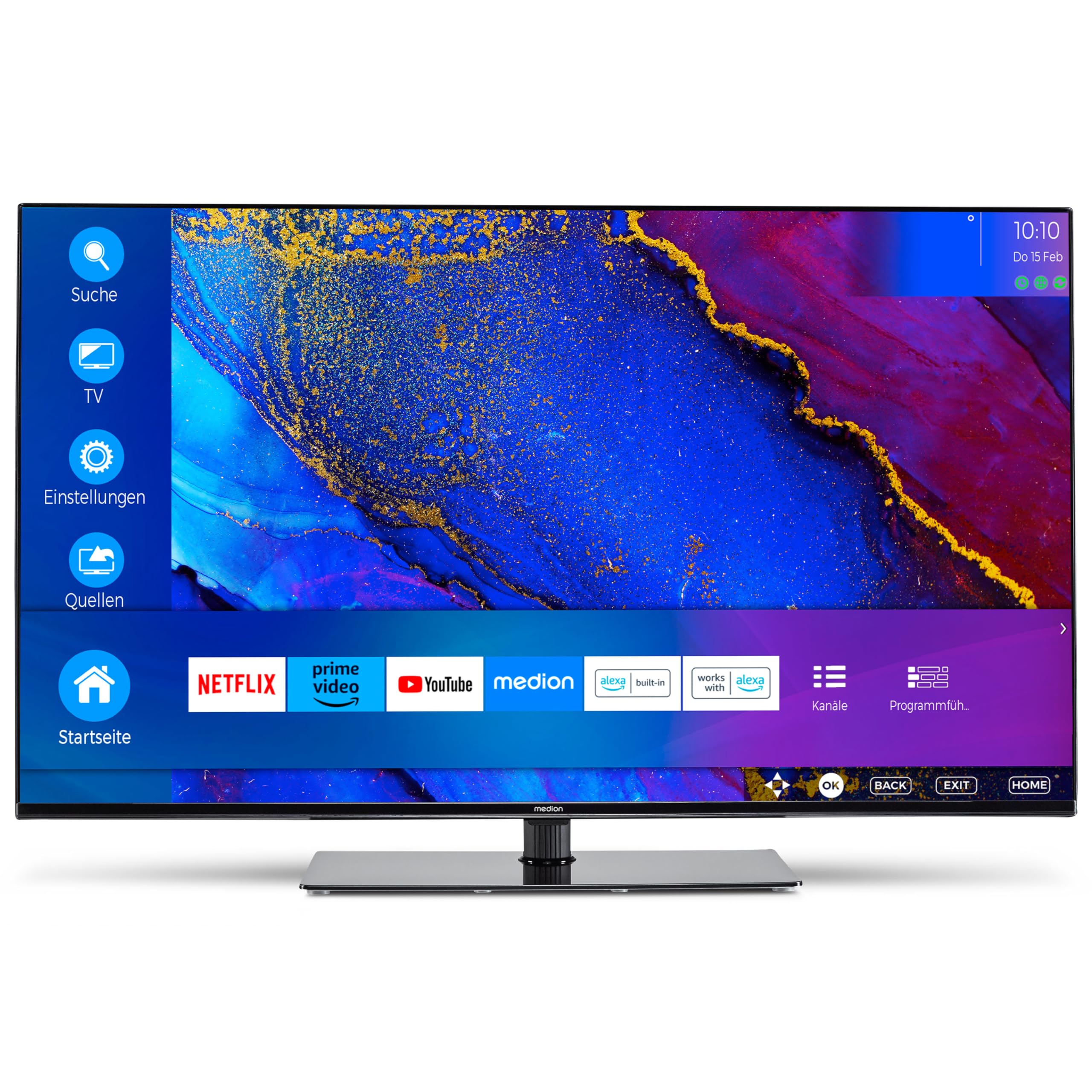MEDION X14370 (MD 30706) TV 108 cm (43") Smart TV 4K UHD | Dolby Vision HDR, Dolby Atmos, Netflix, Prime Video, MEMC, Micro Dimming, Bluetooth, PVR