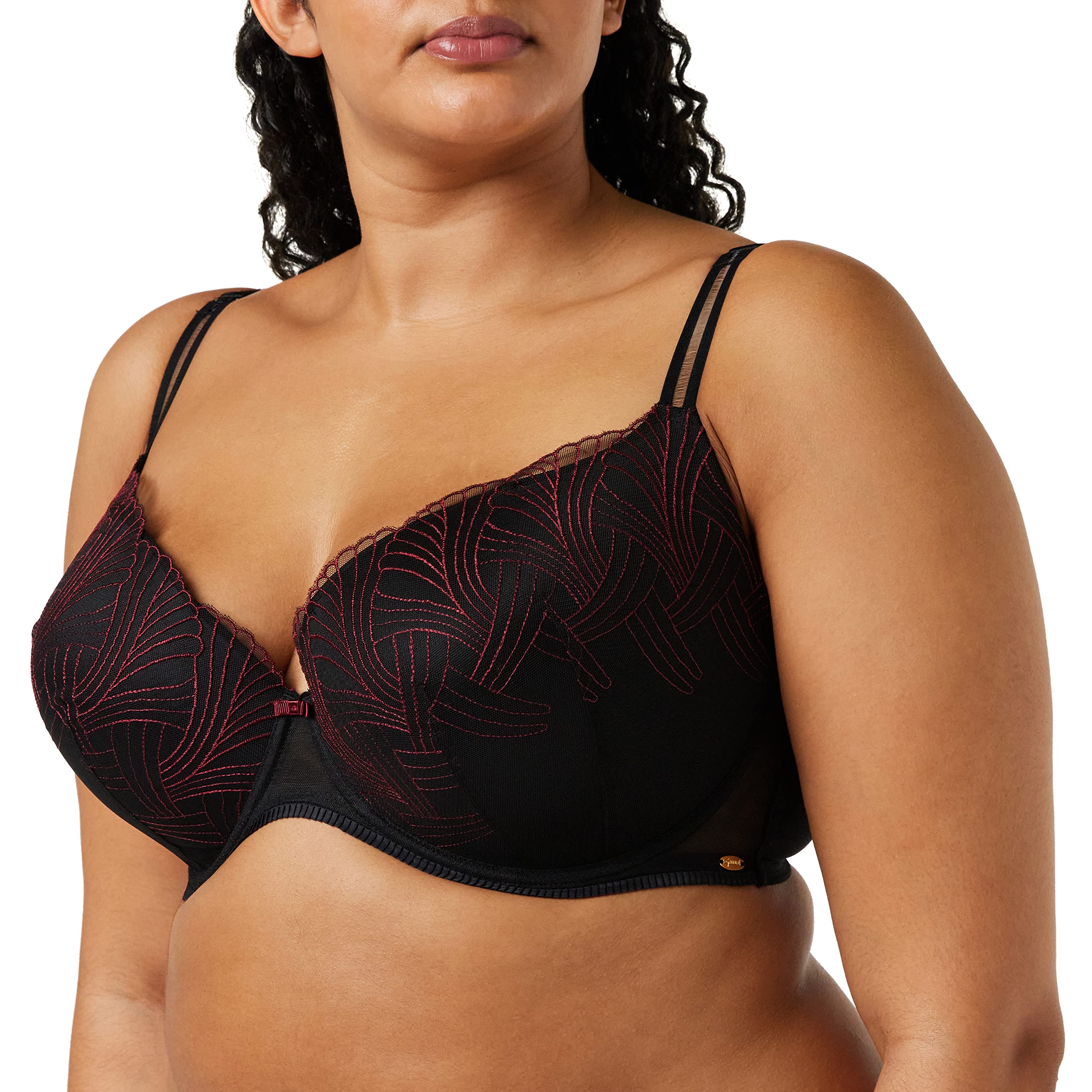 Gossard Illusion Plunge Bra Black/Red 36C
