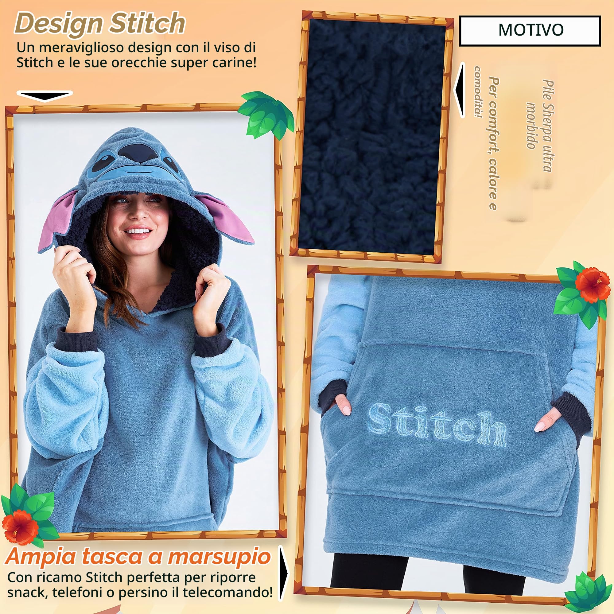 Disney Felpe con Cappuccio da Donna Felpa Coperta Oversize in Pile Felpa Invernale Donna Ragazza Stitch Jack Skellington