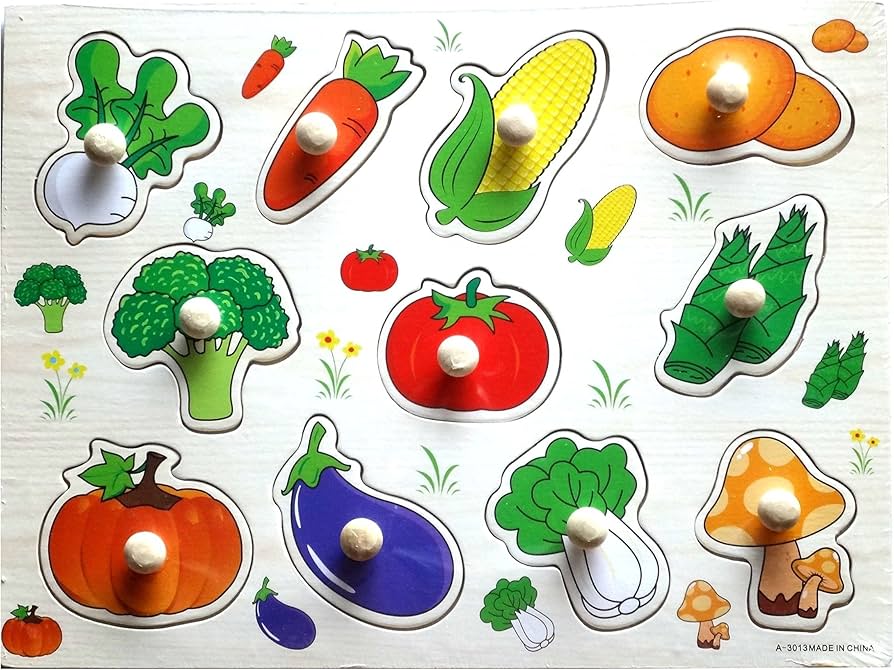 Amazon.co.jp: YouBinYa 子供 知育玩具 木製 パズル 動物 野菜 2