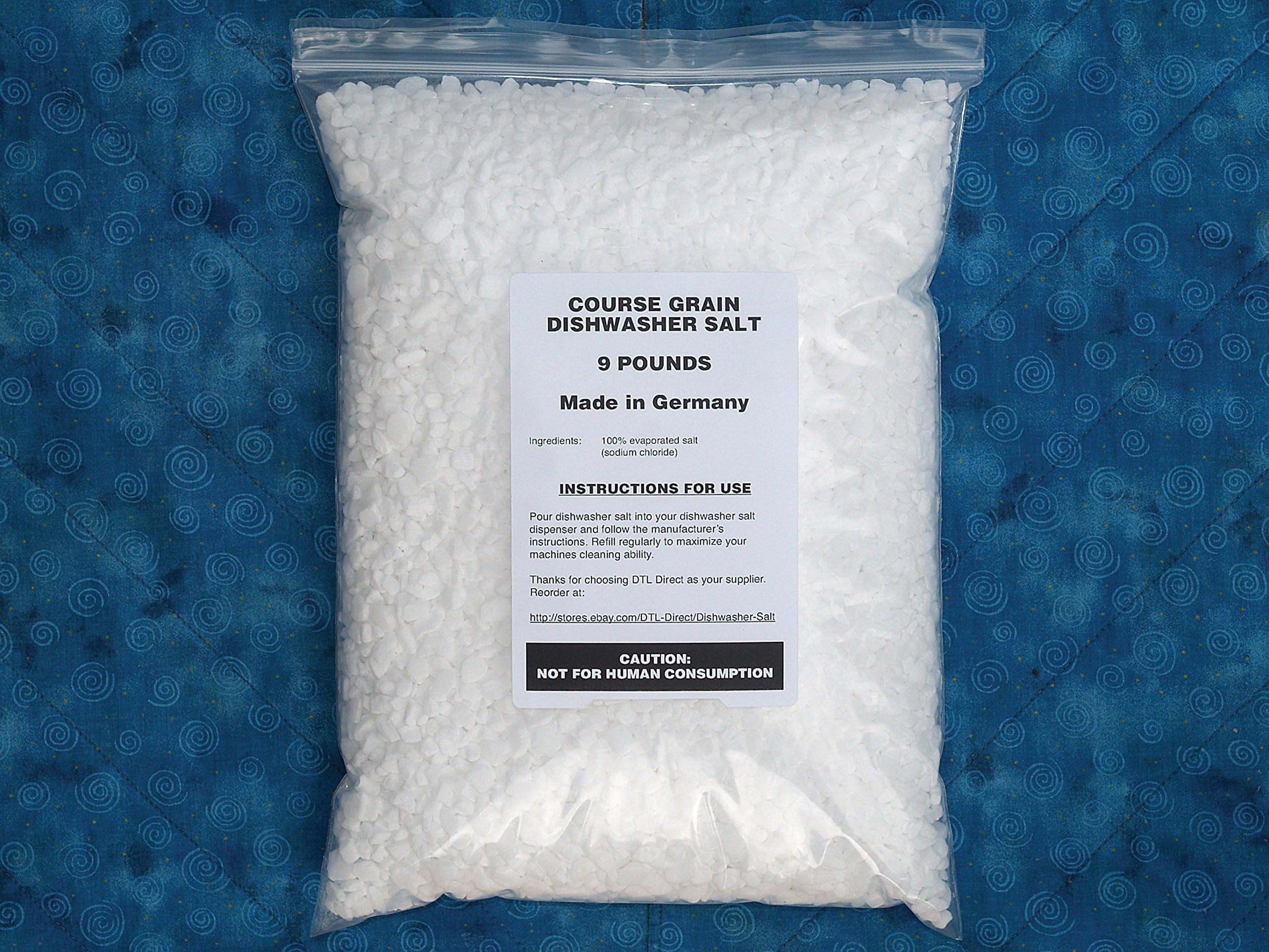 9 Pounds Coarse Grain Dishwasher Salt for Bosch Miele Whirlpool Viking and All dishwashers with Softener Dispenser