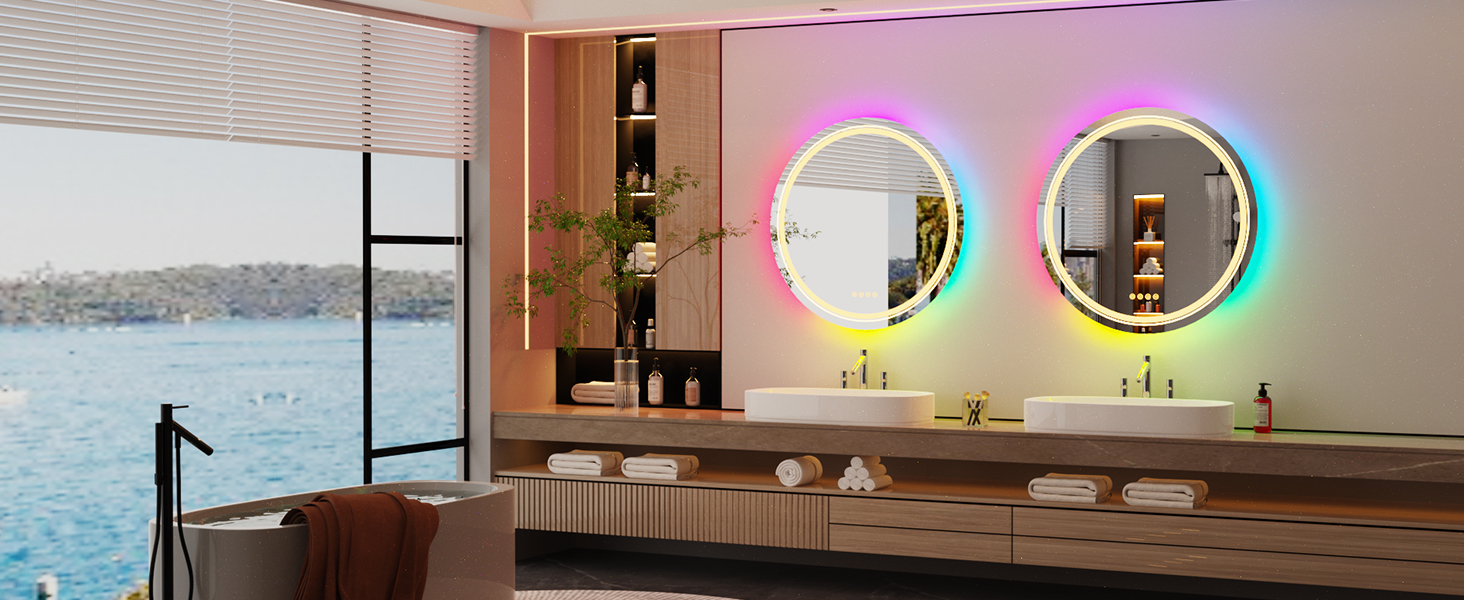 LUVODI Specchio Bagno con LED Retroilluminato: 60cm Rotondo Specchio da Bagno con Luce Led da Parete Tondo Specchio da Design Vortice, Antiappanamento, Funzione Memoria, Dimmerabile