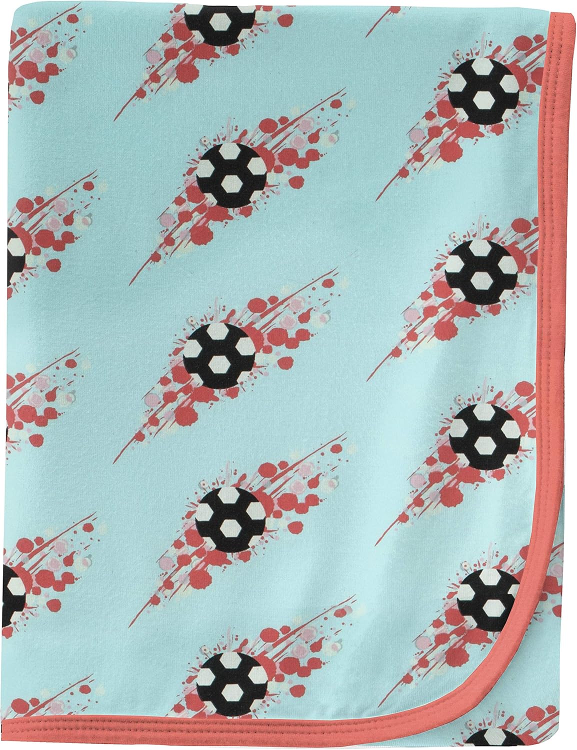 KicKee Print Swaddle Blankets, Silky Soft Baby Blanket, Sized 40” x 29” (Summer Sky Soccer Splash - One Size)