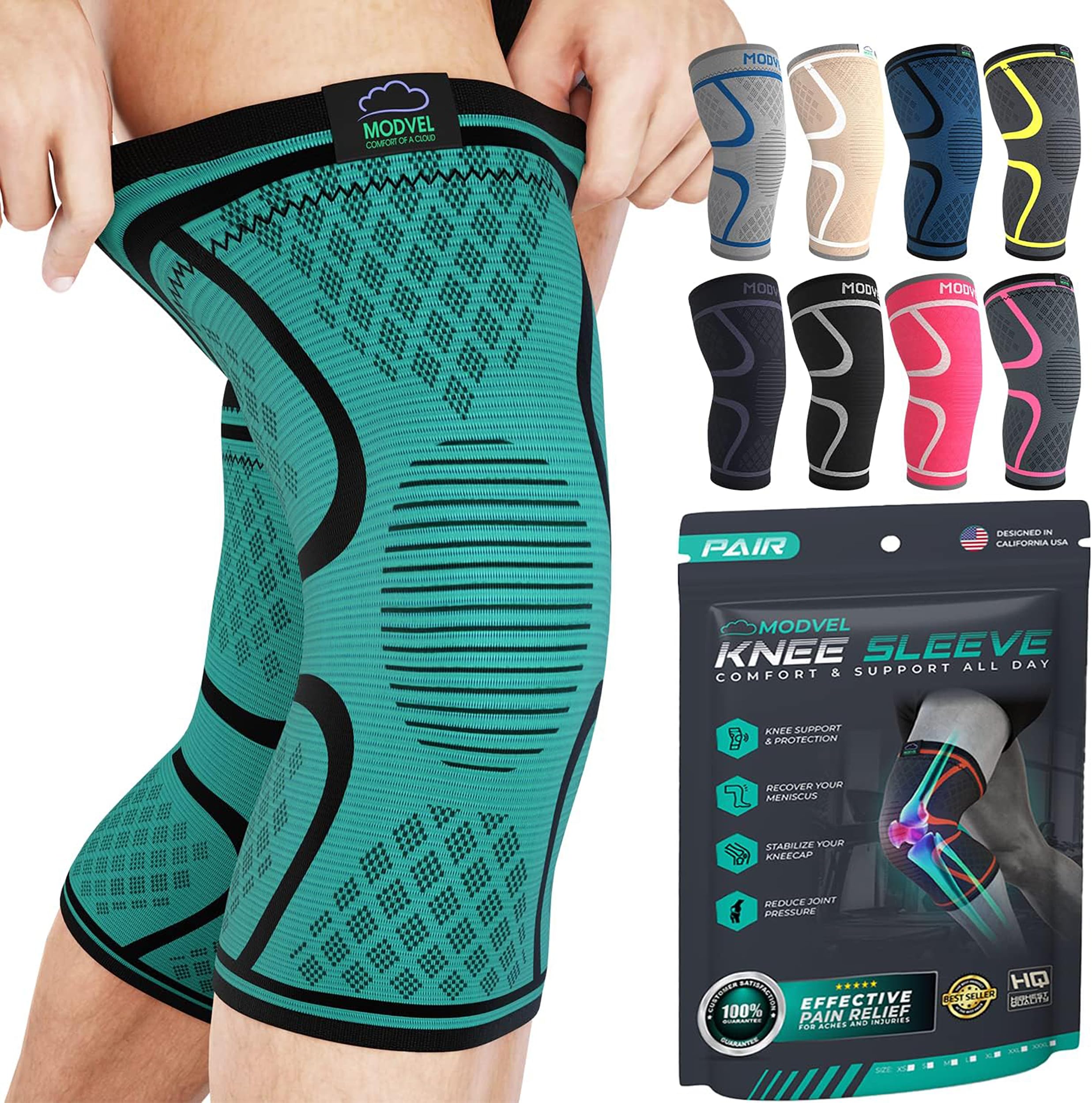 MODVEL Paquete de 2 rodilleras de compresión para hombres y mujeres, rodilleras para correr, ortopédicas para el alivio de rotura de menisco, artritis y malestar articular (XXXL) — view 31