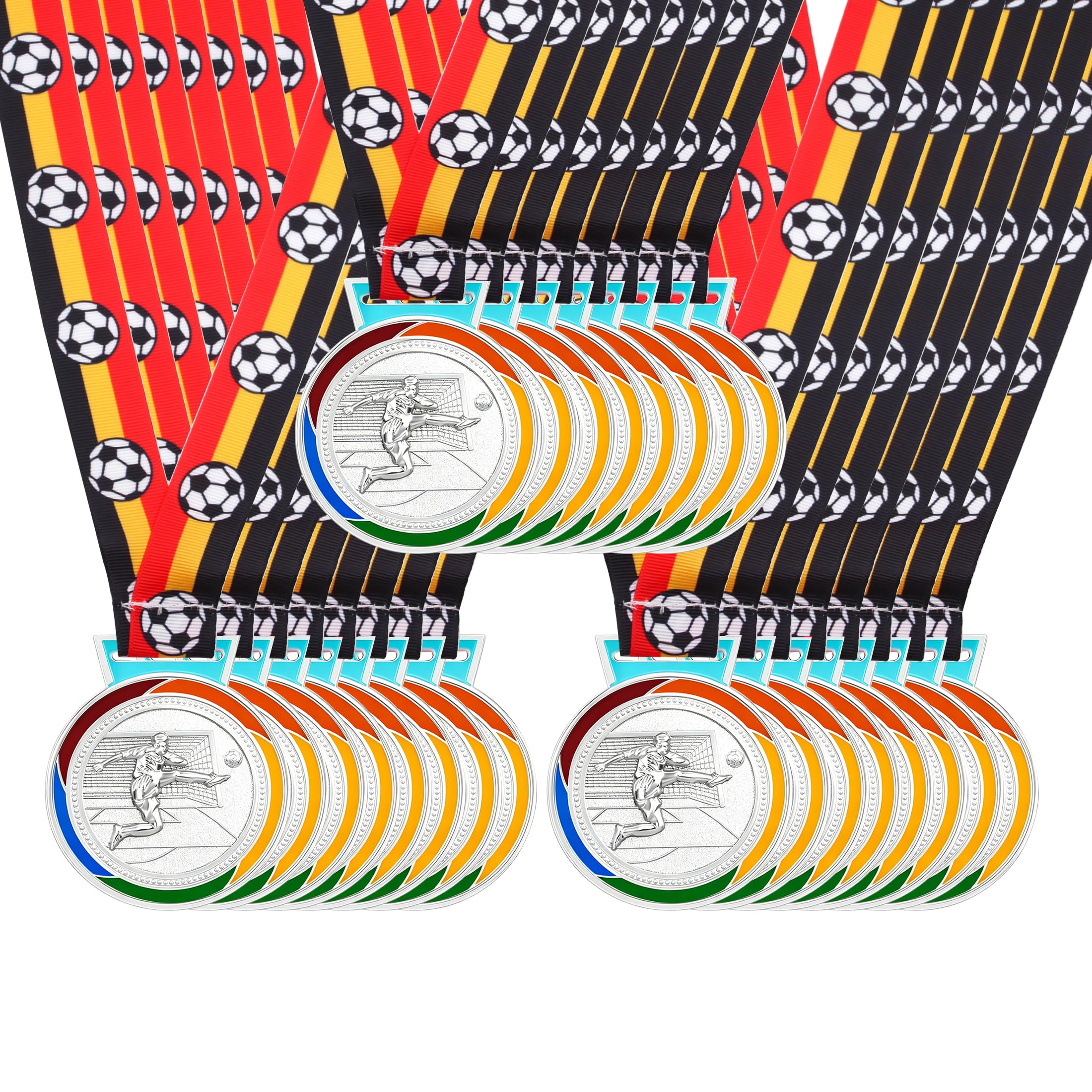 Uloveido Individuelle Fußballmedaille mit Deutschland Flaggenband, 3D Fußballspieler Design, Gravur oder QR-Code Rückseite, Schulsportturnier YA6969