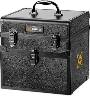 Case de uñas Bluesky Professional: metal, organizadores de esmaltes de uñas, almacenamiento de esmalte de uñas, estuche de transporte con mango, negro