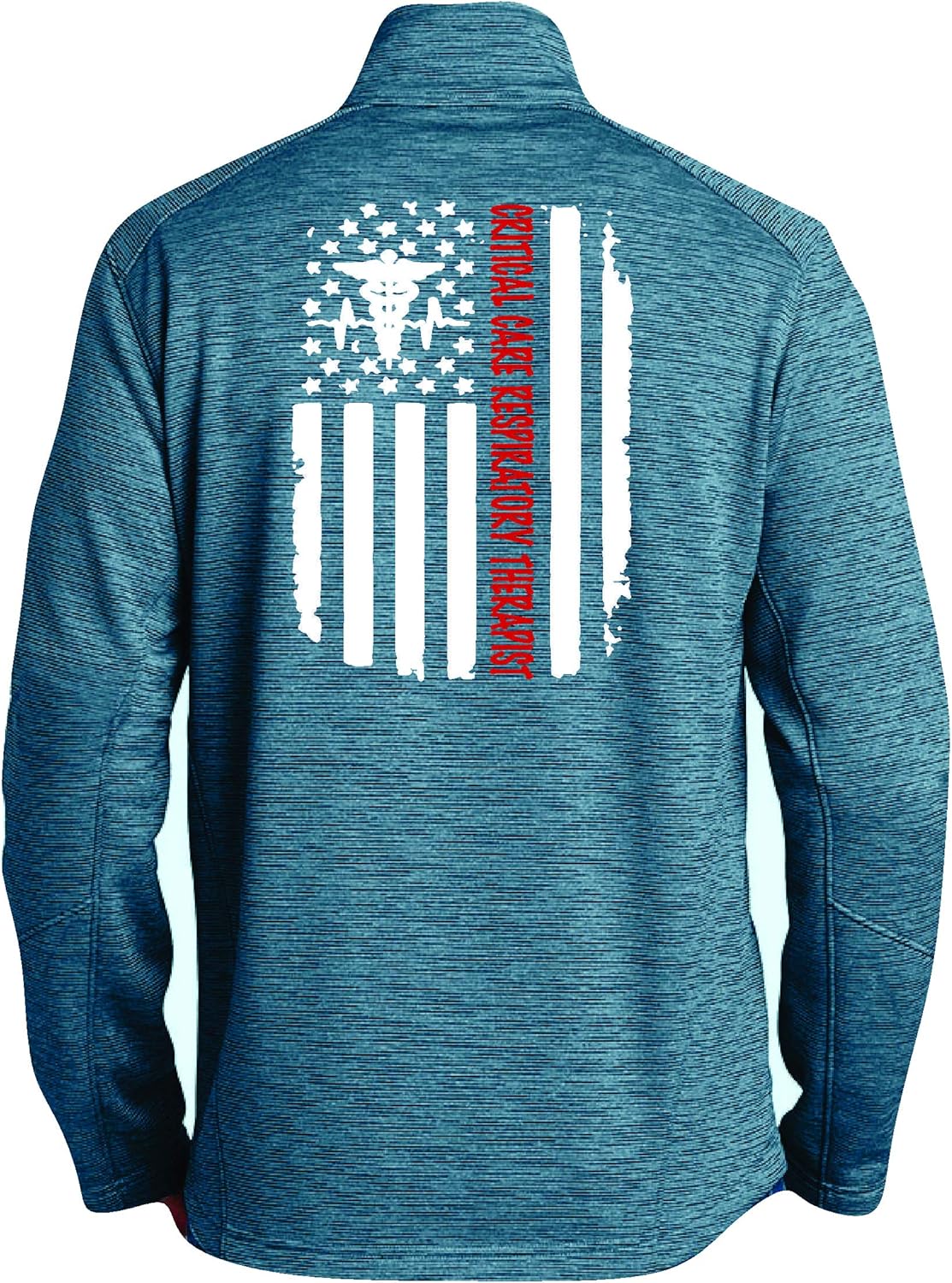 Critical Care Respiratory Therapist Distressed American Flag Port Authority Custom Zip Up Crew Jacket