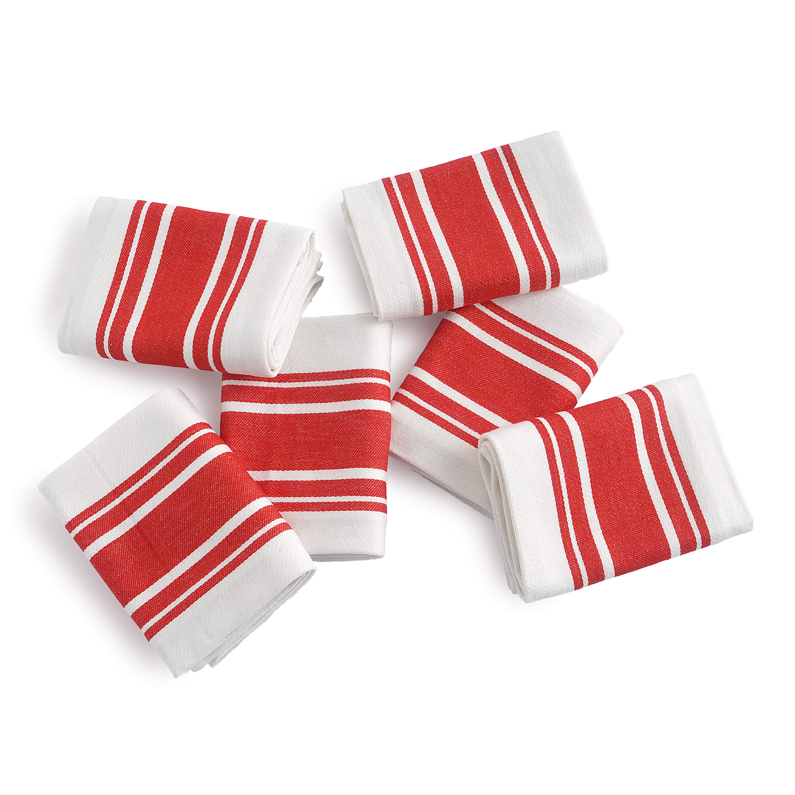 Set di asciugamani da cucina natalizi, confezione da 6 (50 x 76 cm), extra large in cotone di alta qualità, per cucina, super a righe, altamente assorbenti, 100% cotone, con passante per