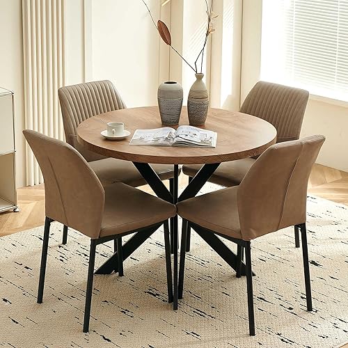 Miniatura 2 de Juego de mesa de comedor redonda de 37 pulgadas para 4, moderno juego de café de cocina de círculo pequeño para apartamento, sala de estar, oficina,