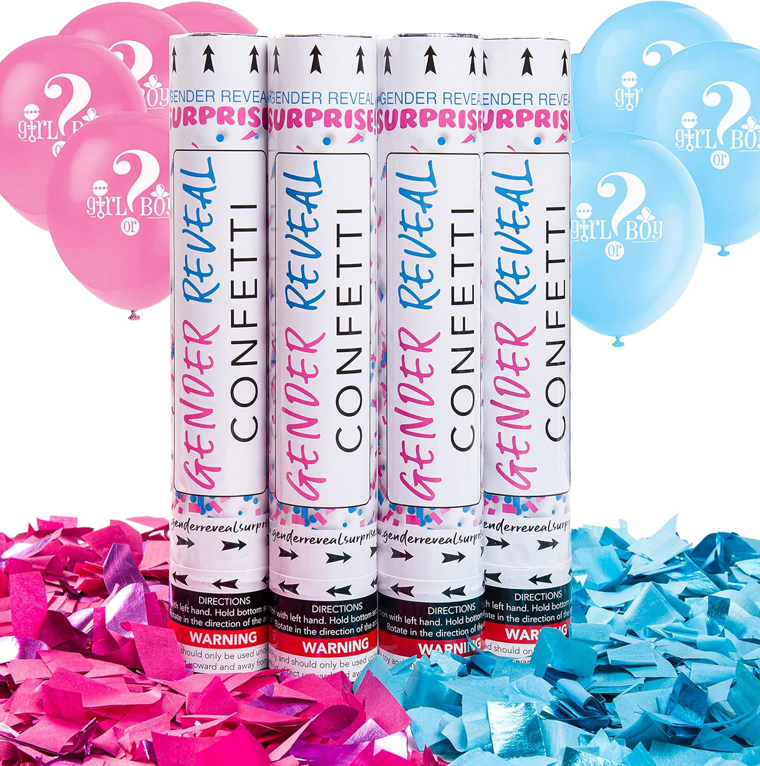 12" Gender Reveal Confetti Cannons Package (2 Pink & 2 Blue) Home & Kitchen
