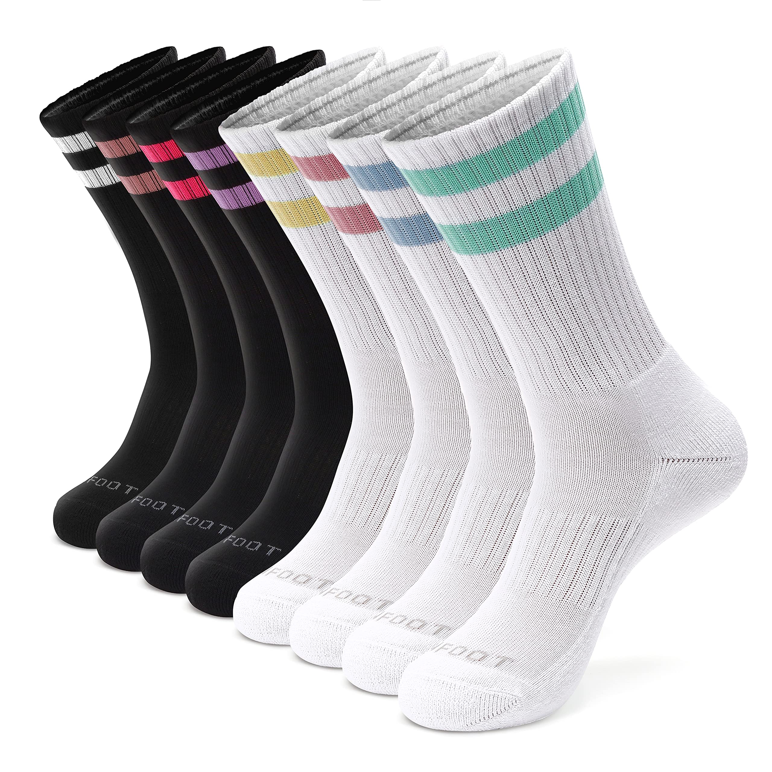 MONFOOTMen's/Women's 4-8 Pairs Athletic Cushion Crew Socks, MultipackOEKO-TEX STANDARD 100