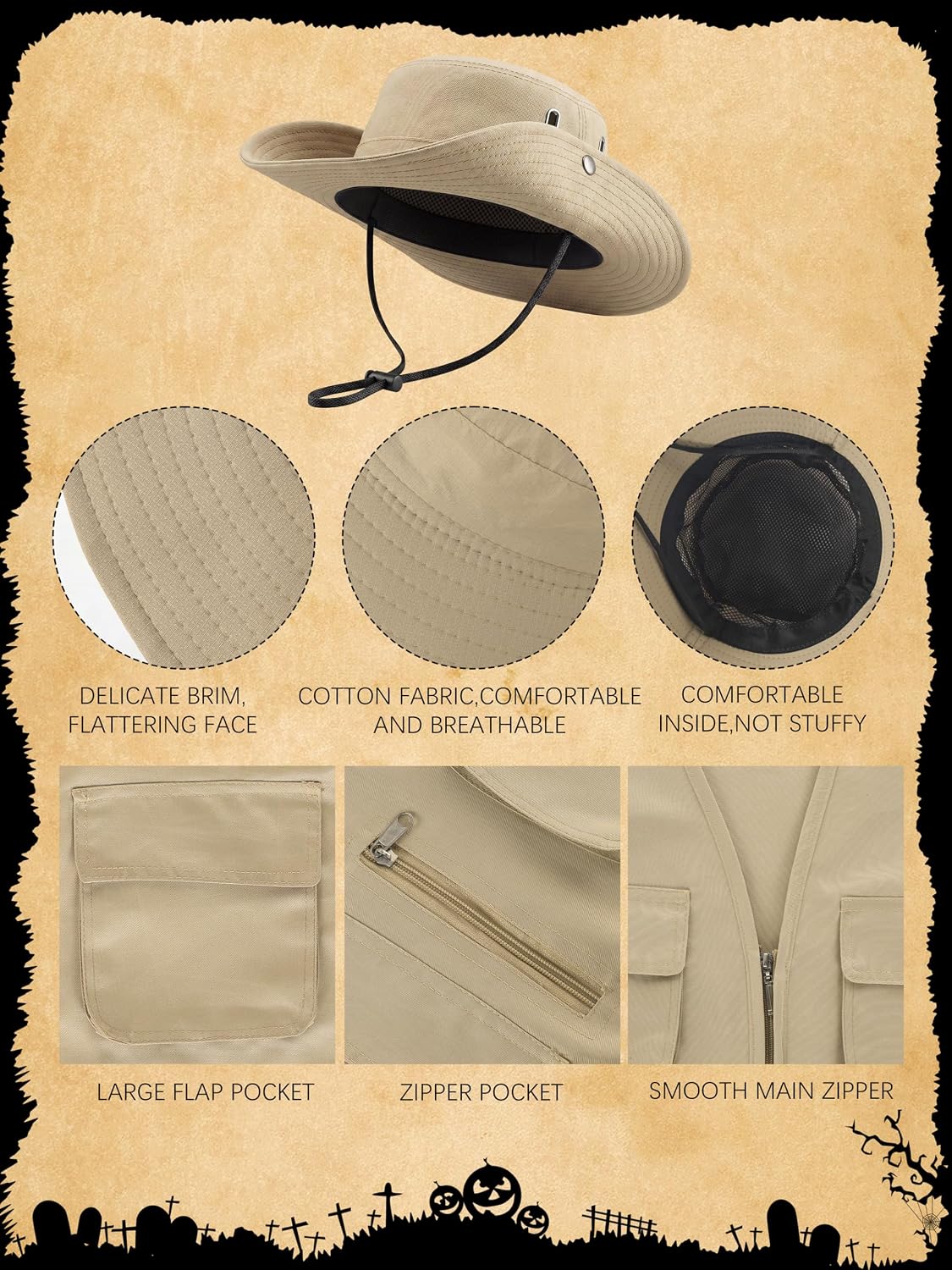 Halloween Butterfly Catcher Costume with Vest Fisherman Hat, Net, Butterfly Prop and Toy