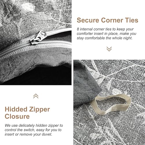 Miniatura 5 de Ivellow Juego de funda de edredón de lino gris, 100% lino francés lavado, fundas de edredón de lino puro, tamaño Queen, suave, transpirable,