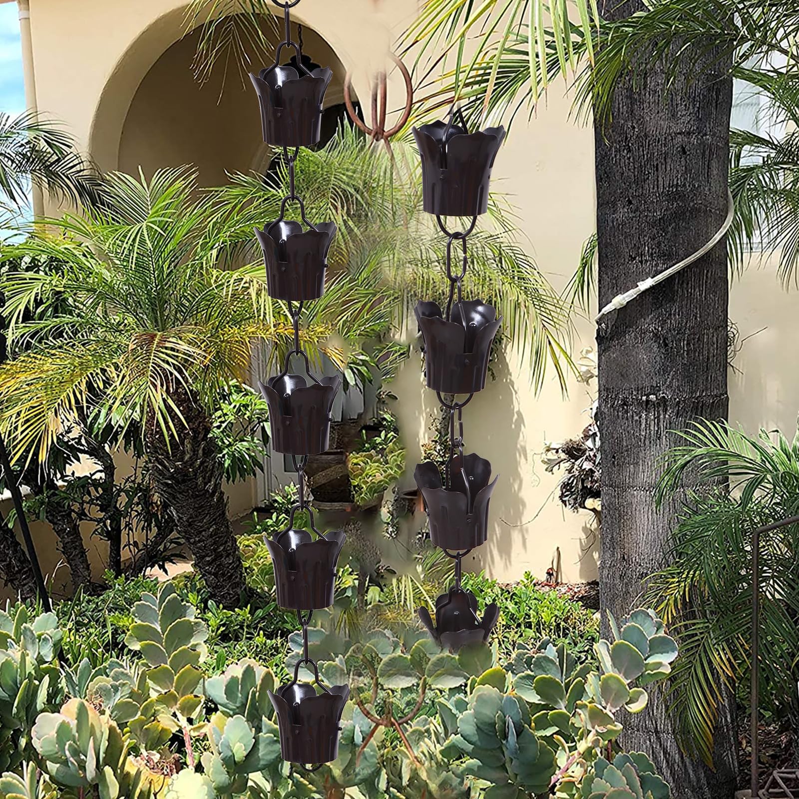 Kupfer Regenkette Schwarz für Garten und Dachrinne, Dekorativ