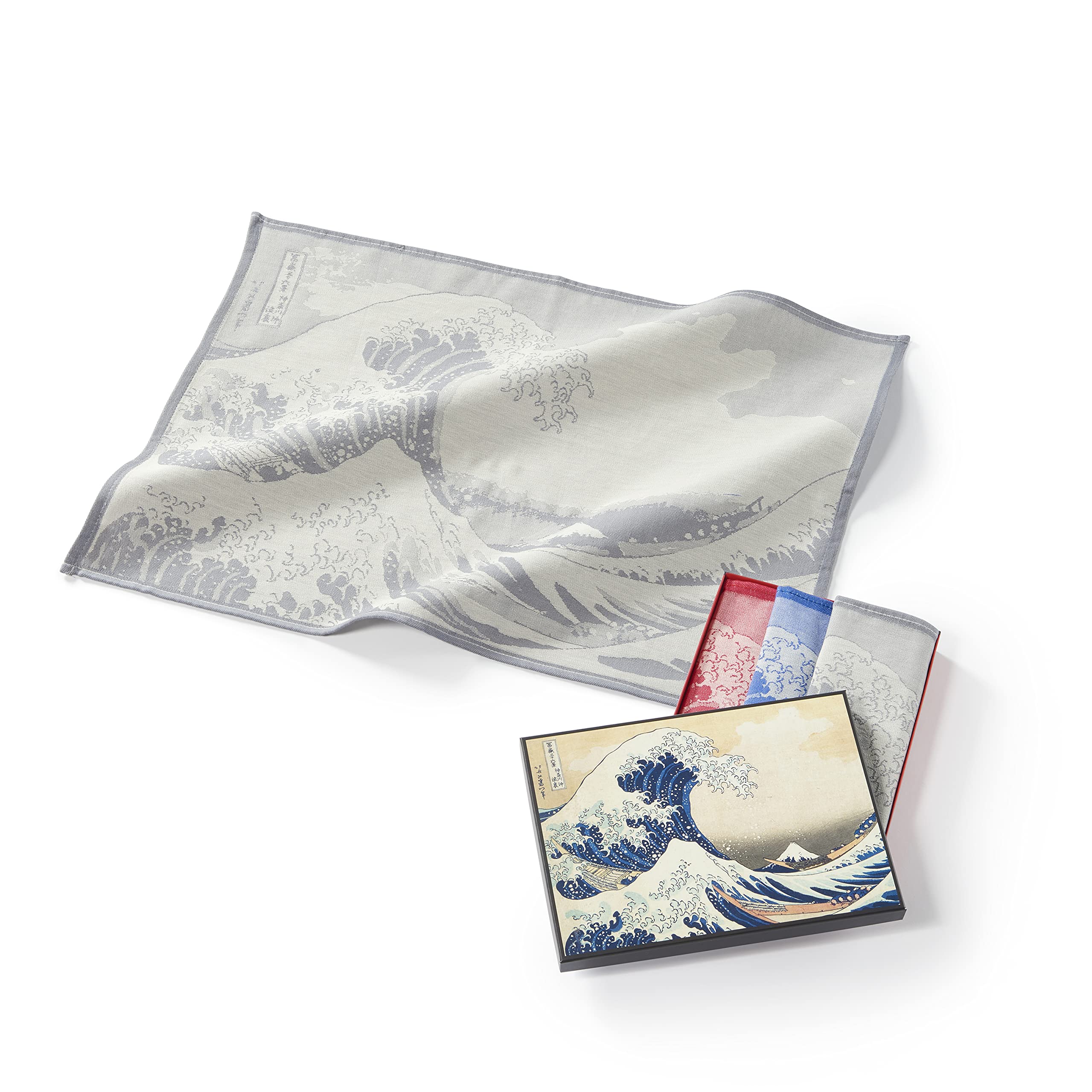 Paños de cocina de La Gran Ola de Hokusai en algodón para decorar tu hogar con arte