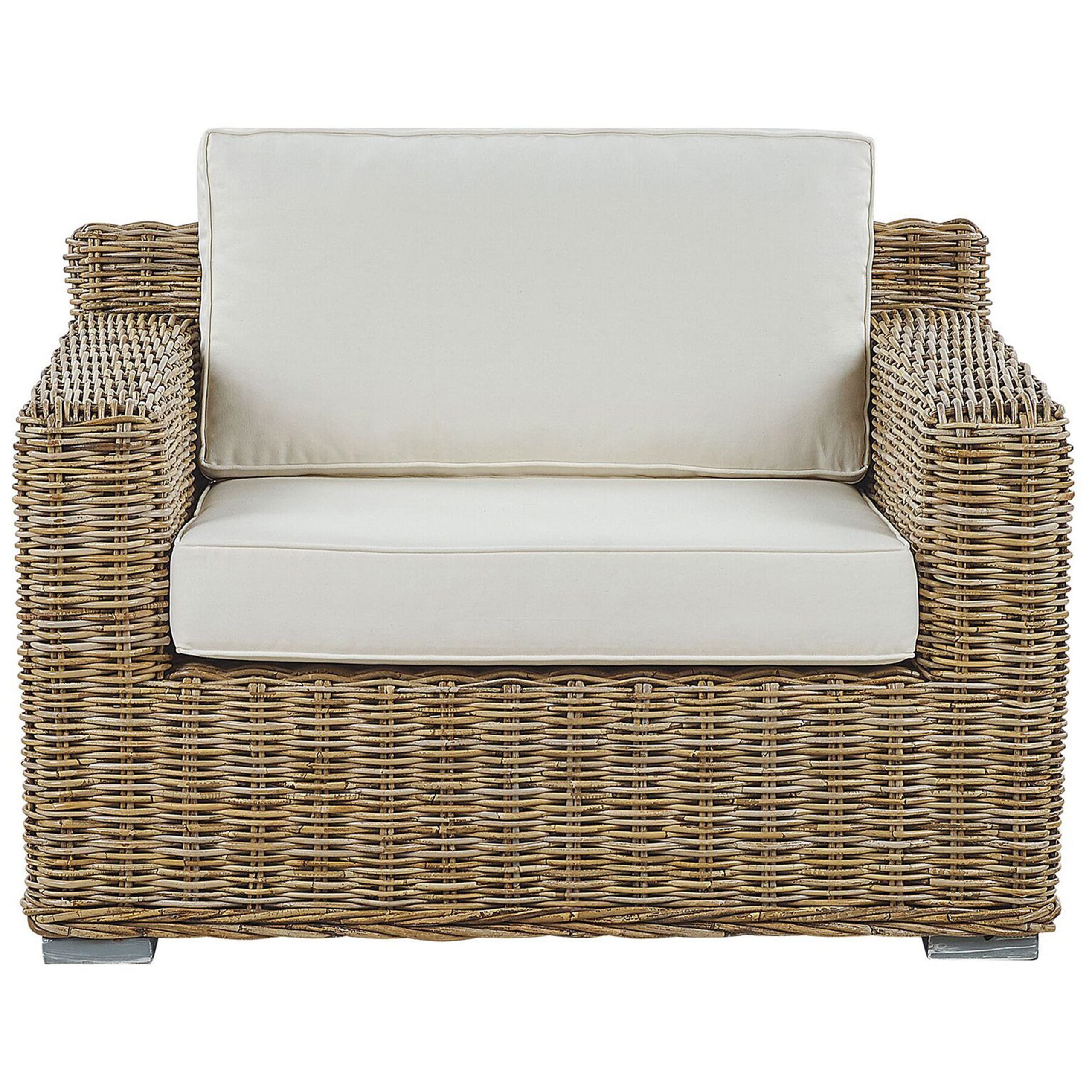 Praktisches Gartensessel Set Rattan hellbraun Auflagen in Cremeweiß Ardea