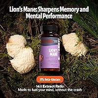 Vista 2 de FreshCap Lions Mane 14,000mg – Triple Extracted 14:1 Mushroom Supplement Capsules with 31% Beta-Glucans – Fruiting Body Only Nootropic for Memory
