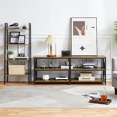 Miniatura 9 de Yaheetech Soporte de TV industrial de 63 pulgadas con toma de corriente para televisores de hasta 75 pulgadas centro de entretenimiento multimedia