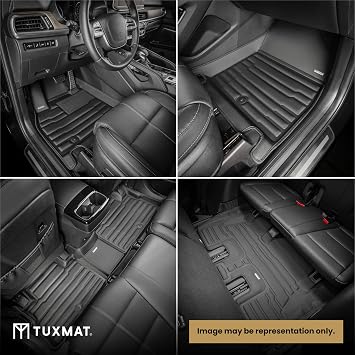 TuxMat - for Volkswagen Tiguan 2018-2024 Models - Custom Car Mats - Maximum Coverage, All Weather, Laser Measured - This Full Set Includes 1st, 2nd and 3rd Rows