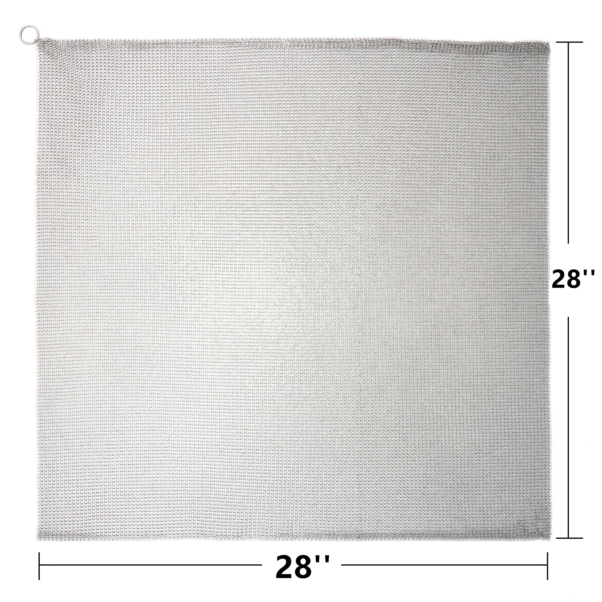 Żeliwna szczotka do czyszczenia kolczastego - 71 cm x 71 cm ulepszony drobny pierścień 3,8 mm, stal nierdzewna premium 316L - trwała myjka do patelni, woków, garnków, patelni, patelni, piekarników