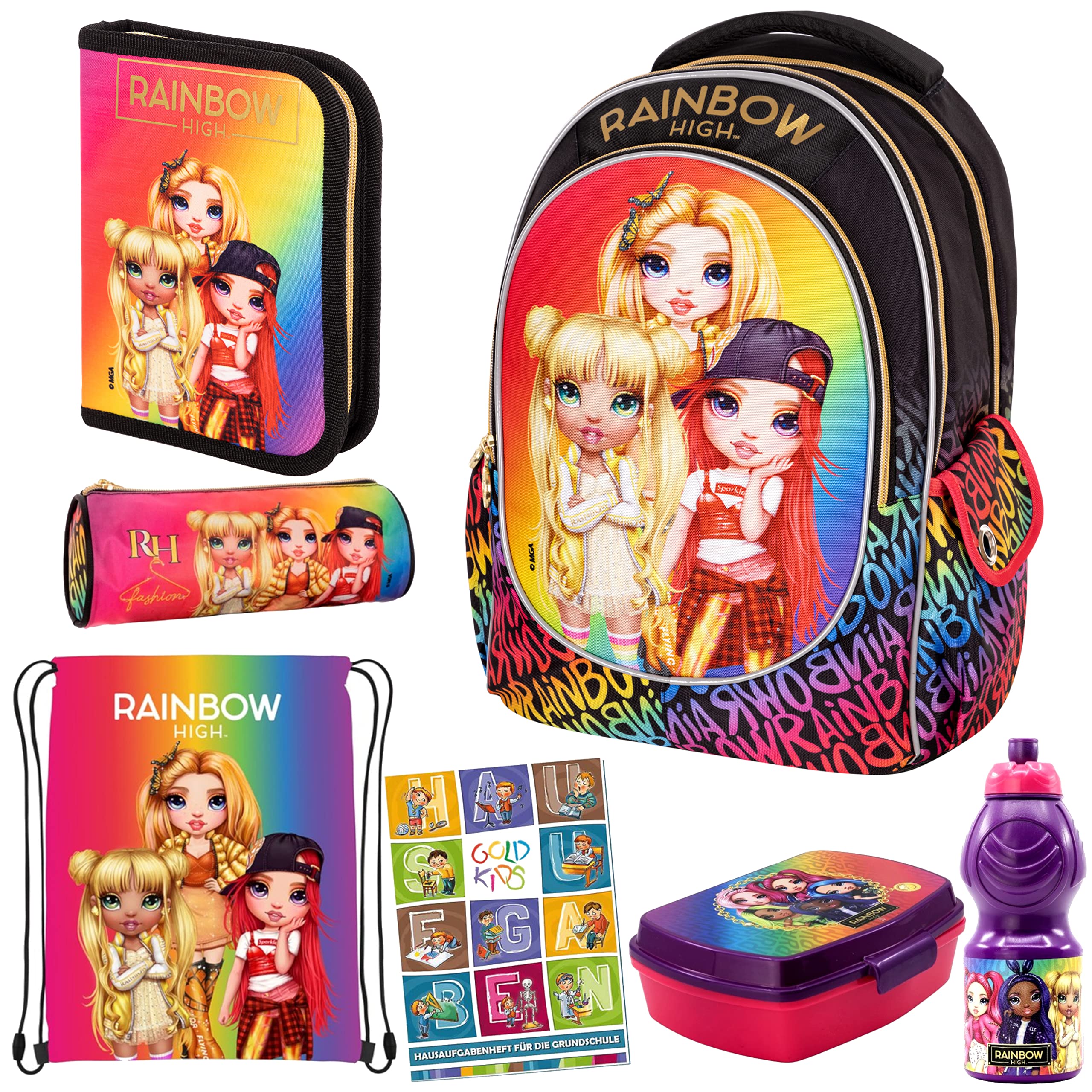 Goldkids Cartable 8 Pièces Fille Reine Des Neiges - Trousse, Gourde, Tablier, Boîte à Sandwich