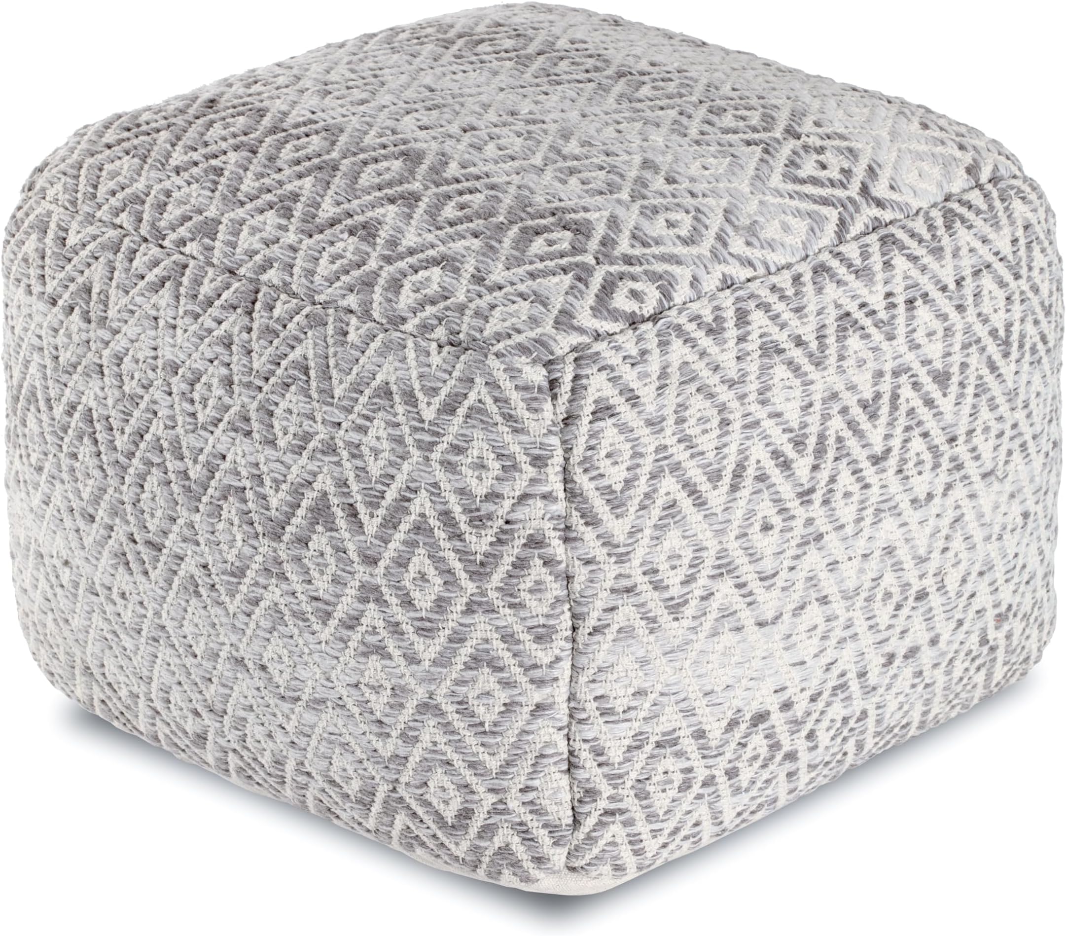 Anji Mountain Pouf Ottoman Foot Rest, Handmade Ottoman Pouf, Comfortable Foot Stool, Decorative Floor Seating for Living Room Decor, Bedroom & Home Décor Accent - Slate