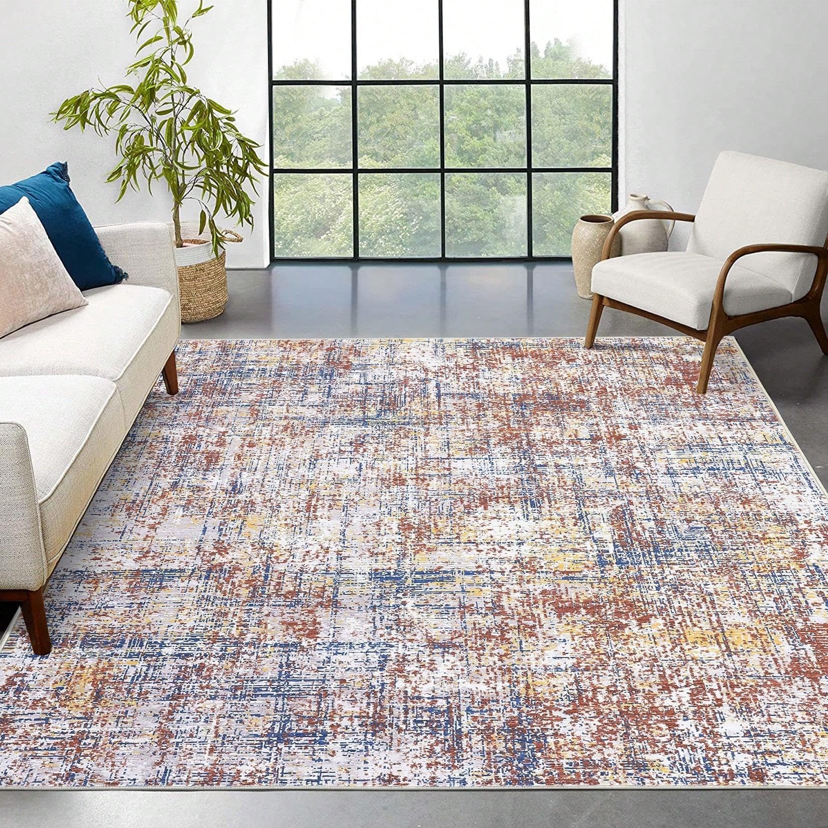 Tapis abstrait moderne lavable pour éliminer les taches de salon 150x210 cm