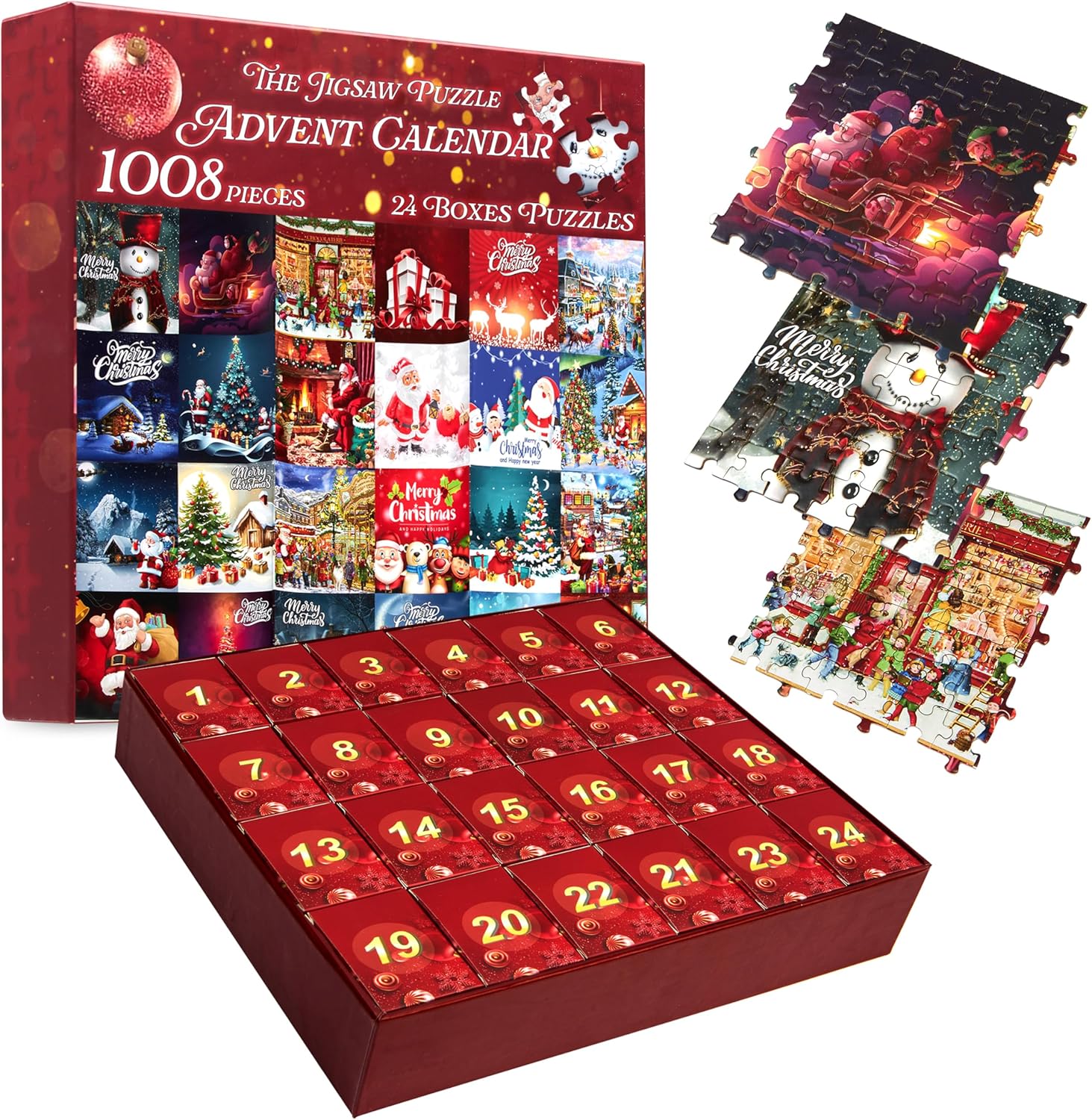 KreativeKraft Puzzle Advent Calendar 2025 for Kids, Teens, Adults Christmas Countdown Calendar, 24 Mini Puzzles Building a Final Holiday Scene Gifts