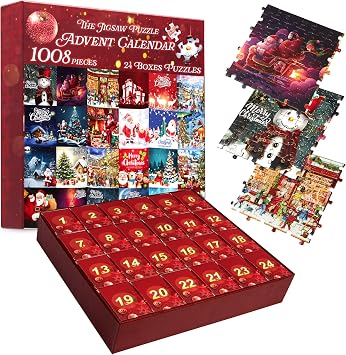 KreativeKraft Puzzle Advent Calendar 2025 for Kids, Teens, Adults Christmas Countdown Calendar, 24 Mini Puzzles Building a Final Holiday Scene Gifts